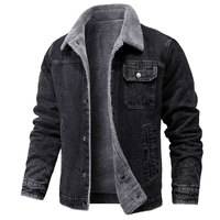 Dernières Tendances : Vestes et Manteaux – Blouson en Jean Homme Grande Taille Couleurs Unies avec Col Rabattu