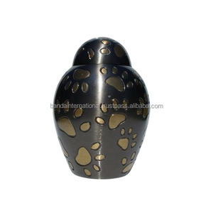 Urnas de cremación de latón de alta calidad para mascotas con Peltre con estampado de pata de perla y urnas funerarias de Metal con acabado negro para cenizas humanas - Product Image 4