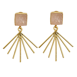 Pendientes Geométricos Chapados en Oro con Piedra Natural, Diseño Boho Chic, Joyería de Moda para Mujer - Product Image 5