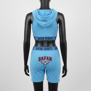 Ensemble de bikini de haute qualité en poly-spandex 185 GSM, bleu ciel, tissu élastique, poche utilitaire, logo sur le côté, pour femmes - Product Image 5