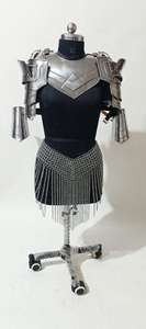 <b>Silver</b> Plated Stainless Steel Armor Set With Chainmail <b>Skirt</b> - Product Image 5