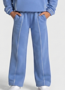 Conjunto Deportivo Extra Grande para Niñas en Azul Azure con Contraste Personalizado, Sudadera con Capucha de Felpa de Algodón y Pantalones Deportivos de Pierna Ancha, OEM y ODM - Product Image 4