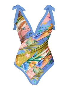 Popular Design Women's One Piece <b>Bikini</b> Swimsuit with Crystal Decoration Front Logo Deep V Neck <b>Skirt</b> Bottom Customizable Colors - Product Image 2