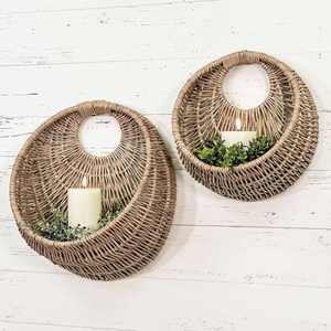 Cesta Colgante de Mimbre Tejida a Mano para Puerta Principal, Cesta de Almacenamiento de Ratán Plástico Montada en la Pared para Cocina, Organizador de Frutas y Verduras - Product Image 5