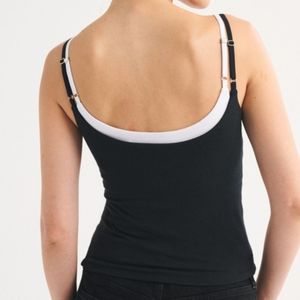 Custom Womens Double Layer Tank <b>Top</b> Contrast Strap Breathable Stretch Fitness Yoga Workout Activewear Spandex/Polyester Fleece - Product Image 4