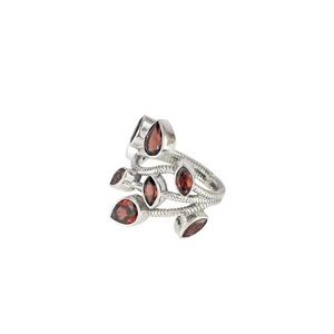 Wholesale 925 Sterling <b>Silver</b> Natural Red <b>Garnet</b> Flower Shape Vintage Bezel Setting for Certified Women's Anniversary <b>Ring</b> Fine - Product Image 4