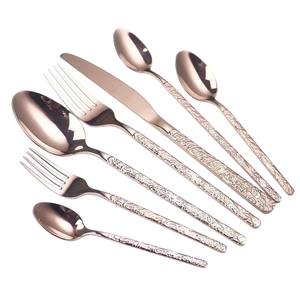 Ensemble de couverts en acier inoxydable plaqué or de haute qualité, écologiques, design moderne, manche fin, pour mariage et hôtellerie - Product Image 5