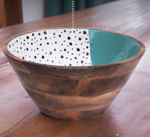 Bol de service classique en bois d'acacia fait à la main, écologique, durable, avec finition imprimée, pour les fêtes et les cadeaux d'affaires - Product Image 4