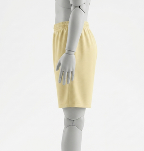 Shorts en maille jaunes à taille élastique, coupe régulière, respirants, vêtements de sport d'été pour adultes, couleur unie, sans poches - Product Image 4