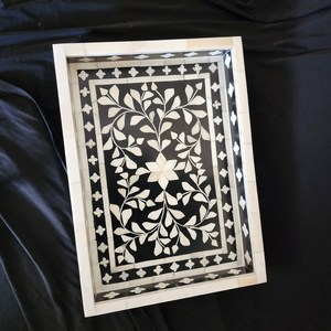 Hand Crafted Bone Inlay Black <b>Tray</b> - Farmhouse Coffee Table <b>Tray</b> - Vintage perfume <b>tray</b> - Decorative <b>Tray</b> - Large <b>Trinket</b> <b>Tray</b> - Product Image 6