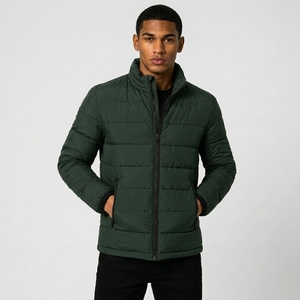 Men's Winter Puffer <b>Jacket</b> Stand Collar Quilted Outerwear Waterproof Breathable Windproof Custom Logo High Street Style 220g - Product Image 3