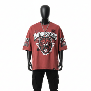 Camiseta de algodón grueso para hombre, estilo streetwear, con estampado gráfico y logotipo personalizado, 100% algodón, corte holgado. - Product Image 1