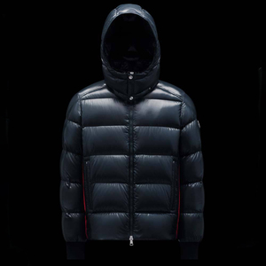 Men's Navy Hooded Down Bubble <b>Jacket</b> Windproof Casual Winter Coat Zipper Closure Solid Color Thick Regular Fit <b>Jackets</b> For Men - Product Image 5