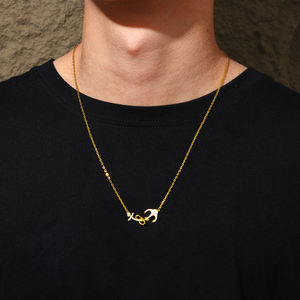 Collier unisexe en acier inoxydable plaqué argent avec pendentif ancre et moissanite, thème classique, idéal pour les fêtes hip-hop, cadeau charmant - Product Image 2