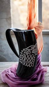Mug artisanal en corne de buffle polie avec poignée, tasse à boire en corne de buffle pour hommes, authentique mug nordique pour la décoration de fêtes à la maison - Product Image 3