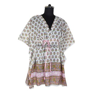 Última Moda 2026: Caftán Corto de Algodón Turco para Mujer con Estampado Digital, Caftán de Algodón Hecho a Mano con Estampado a Bloque - Product Image 5