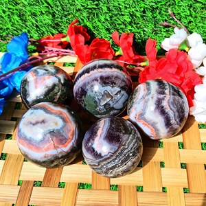 Piedras Sueltas de Ágata de Amatista Rara Grado AAA, Cristal Natural Curativo para Chakras, Esfera Rayada Pulida DIY, Venta al por Mayor a Granel - Product Image 2