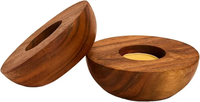 Porte-bougie rond en bois |   Fait main en bois |   Décoration rustique pour la maison |   Support de bougie minimaliste pour centre de table par B H Brothers