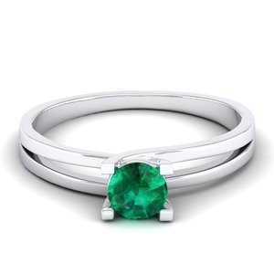 Anillos de compromiso REYES de alta calidad en oro sólido de 14K y 18K con esmeralda de corte redondo de 0.5 quilates para mujer, joyería fina. - Product Image 5