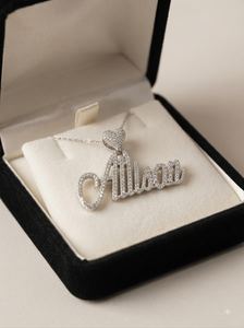 Trendy Iced 925 Solid Silver Lab Grown Diamond Personalized Cursive <b>Name</b> <b>Necklace</b> Heart Clasp Pendant <b>Custom</b> Gift for Girlfriend - Product Image 5
