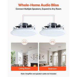 Haut-parleurs encastrables de 8 pouces, système 2 voies, 150 W de puissance de crête, son Hi-Fi, résistants à l'humidité - Product Image 6