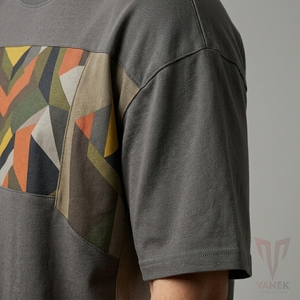 Men's <b>Geometric</b> Pattern Oversized T-<b>Shirt</b> Short Sleeve O-Neck Casual Woven Fit Regular Style - Product Image 3