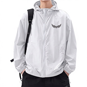 <b>Red</b> <b>Hooded</b> Windproof Casual Men's <b>Jacket</b> With Embroidery Logo Zipper Front Loose Fit Spring Outdoor Wear - Product Image 5