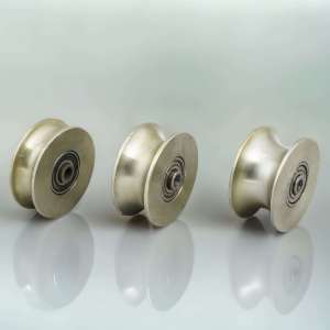 Rouleau d'angle moderne en acier doux poli 75 mm, fixation par vis pour portail, insonorisé, durable, installation facile, quincaillerie - Product Image 1