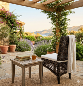 Modern Rattan Dining Chair Outdoor Garden Bistro Weaving Wicker Restaurant Wooden Armless Chairs With <b>Cushion</b> - Product Image 6