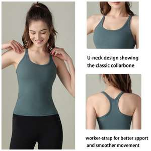 เสื้อกล้ามออกกำลังกายผู้หญิงพิมพ์โลโก้ได้ – แห้งเร็ว ระบายอากาศดี เหมาะสำหรับออกกำลังกายในยิม เสื้อฟิตเนสแบบไม่มีแขน สำหรับแบรนด์เสื้อผ้ากีฬา - Product Image 2