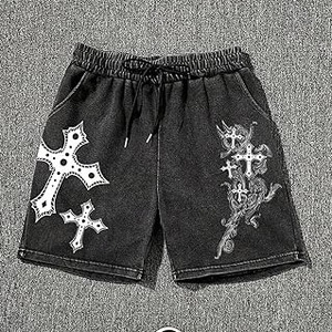 Pantalones Cortos Estampados con Efecto Ácido para Hombre, Estilo Urbano con Tipografía Moderna, Tacto Suave, Pantalones Cortos Deportivos Estampados 2026 para Hombre - Product Image 3
