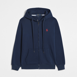 Cardigan zippé pour homme, coupe ajustée, brodé, uni, doublé polaire, automne-hiver, style veste, pour le commerce transfrontalier - Product Image 1