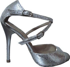 Zapatos de Baile Latino de Cuero Genuino Marrón con Tela de Algodón para Mujer, Sandalias Profesionales de Tacón Alto para Tango y Vals - Product Image 6