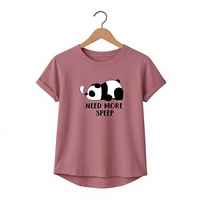 T-shirt pour femme à imprimé panda rose, col rond, manches courtes, coupe ample décontractée, design cartoon, toutes saisons, tissu jersey respirant