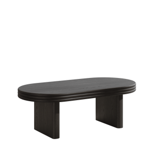 Tavolino da Caffè in Legno Stile Mid-Century Modern Farmhouse, Tavolo da Cocktail Ovale Scanalato per Soggiorno o Ufficio - Product Image 5