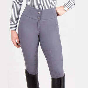 Women Equestrian Breeches <b>Button</b> Silicone Grip Riding Jodhpurs High Rise Slim Fit Stretch Bicast Leather Machine Washable - Product Image 1