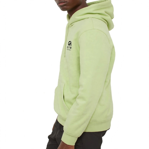 Sweat à capuche unisexe GYM Active pour homme, en maille 340 GSM, vert clair, avec motif lettres, cordon de serrage, logo frontal, coupe classique, 100% coton - Product Image 4