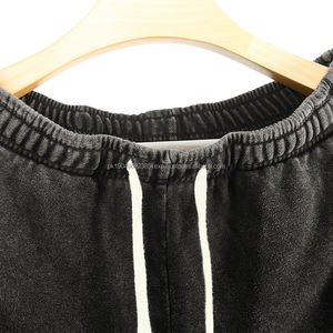 Wholesale Vintage Acid Washed <b>Black</b> Cotton <b>Shorts</b> for <b>Men</b> Custom Quality Distressed Design with Pockets - Product Image 4