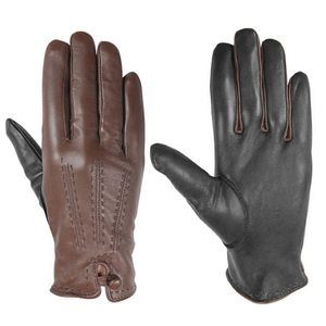 Women's Casual Sports Fashion Genuine Sheep <b>Leather</b> Breathable Cotton Lining Gloves Knitted <b>Cuff</b> Ruffle <b>Wrist</b> Customized Color - Product Image 2
