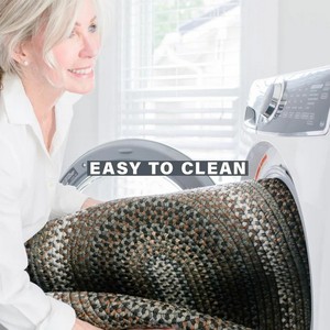 Oval Braided Jute Area <b>Rug</b> Striped Farmhouse Style Non Slip Living Room Floor Mat Thin Flat Pile Spot Clean - Product Image 3