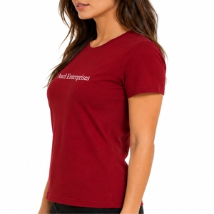 Camiseta de Manga Corta con Cuello Redondo de Algodón Premium para Mujer, Camiseta Informal Básica de Moda, Suave y Cómoda para Uso Diario, Fabricante Personalizado - Product Image 4
