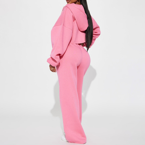Ensemble 2 pièces pour femme : sweat à capuche décontracté vintage et pantalon de jogging, en polaire d'hiver, écologique, respirant, à manches longues, style délavé à l'acide, pour le sport - Product Image 2