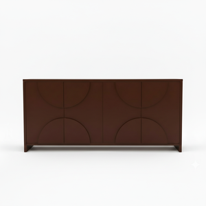 ตู้ข้างไม้ทรงครึ่งวงกลมทันสมัย ตู้ไม้ทรงครึ่งวงกลม 4 ประตู ตู้ไม้ทรงโค้ง ดีไซน์โค้งทันสมัยสำหรับจัดเก็บ - Product Image 1