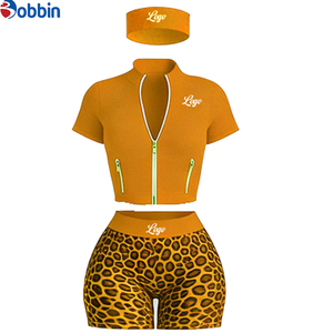 Top Trending Hot Selling Summer Clothes Women Custom Streetwear <b>Workout</b> Sets Zip up Short Sleeve <b>Jacket</b> and Shorts 3 Pcs Set - Product Image 6