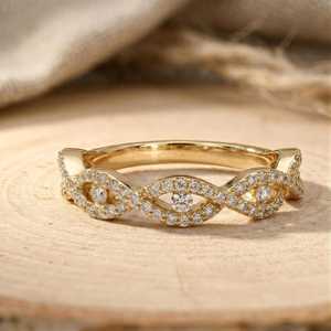Anillo de Compromiso con Diamante Cultivado en Laboratorio, Corte Redondo, Certificado IGI, 0.43ct, Banda Trenzada Clásica, Oro Sólido de 10K, 14K, 18K, Color E, VVS - Product Image 3