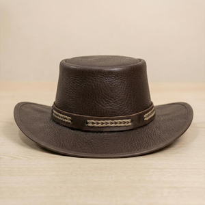 Sombrero de Vaquero de Cuero Marrón, de Ala Ancha, Unisex, para Uso en Exteriores en las Cuatro Estaciones - Product Image 4