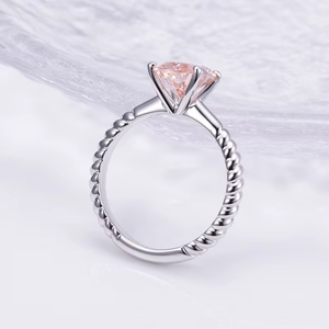 Women's 925 Silver Oval Cut Morganite Engagement Ring Prong Setting Romantic Style - Product Image 4