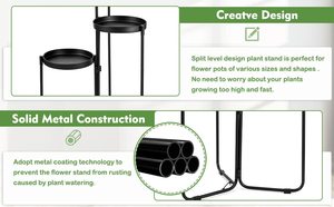 Support à plantes en métal multi-niveaux robuste pour pots de fleurs, en fer antirouille, pour l'intérieur et l'extérieur, étagère de jardin - Product Image 2