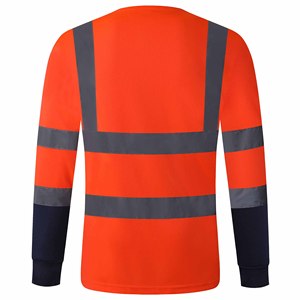 T-shirt de travail haute visibilité classe 1 à LED, imperméable, en polyester, unisexe, avec logo personnalisé, manches longues - Product Image 2