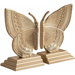Sujetalibros con Forma de Mariposa con Acabado Metálico, Sujetalibros de Metal Ornamentados con Mariposas para Estantería, Biblioteca, Hogar, Oficina, Decoración - Product Image 1